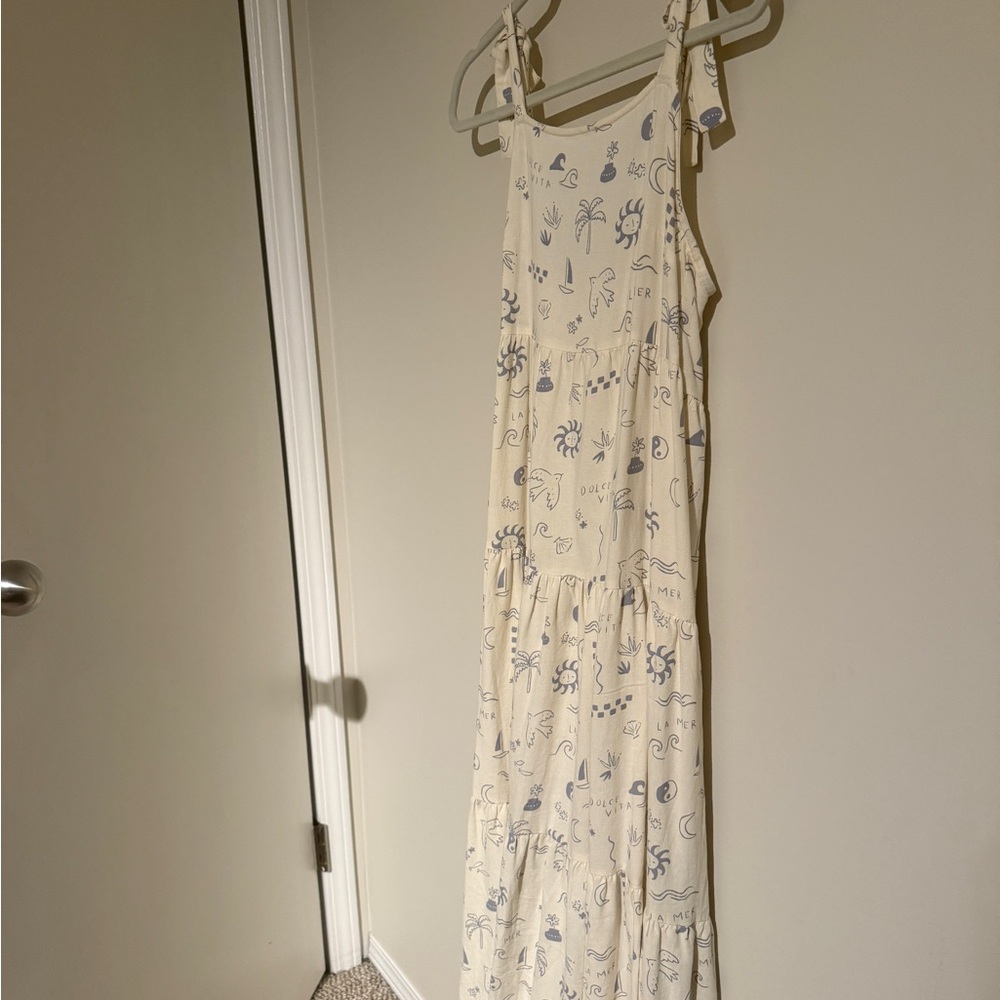 Rylee + Cru Cream and Blue Floral Dress
